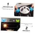 Pair of silicone magnetic oven mitts with teapot handle covers, designed to prevent scalds, suitable for oven and hot handling.