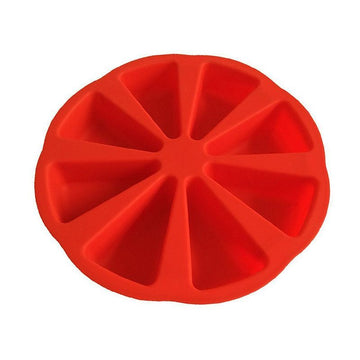 Food-grade silicone triangle cake mold with 8 cavities for brownies, suitable for baking and pretend play with kids.