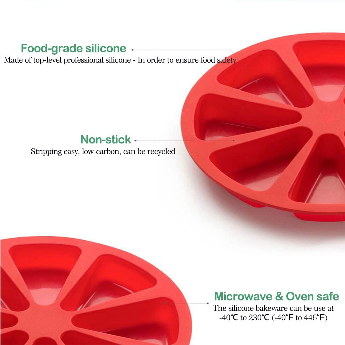 Food-grade silicone non-stick cake mold with eight triangle cavities, ideal for baking brownies and novelty cakes.