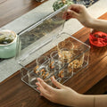 Stackable baby and kids storage bin with hinged lid, BPA-free, food-safe organizer for nursery, fridge, or pantry use.