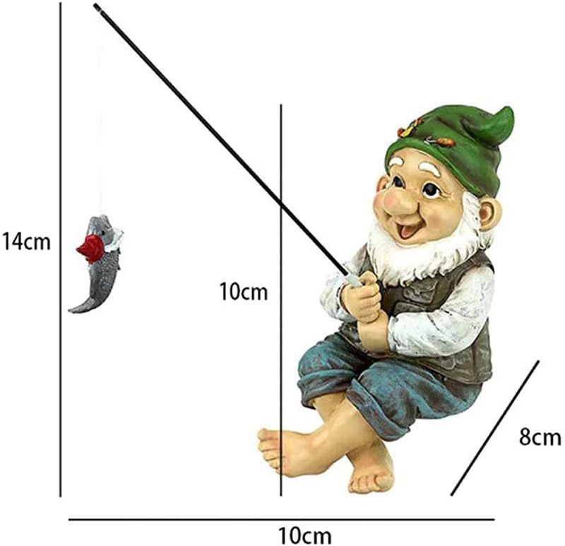 Baby and Kids outdoor fishing gnome garden statue sitting with fishing rod, decorative outdoor garden ornament by Everything Baby