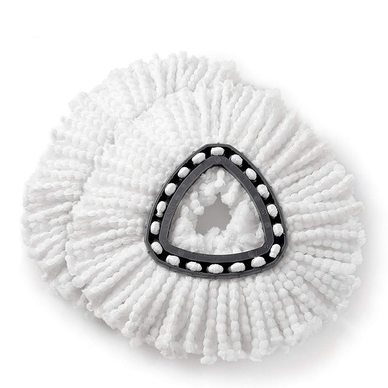 Three washable mop replacement heads compatible with Triangle Spin Mop for deep cleaning, easy to replace and machine washable.