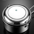 Stainless steel lunch box with snap-on buckles and silicone ring inside lid, 14cm size, designed for adults, by Everything Baby