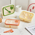 Colorful food-grade silicone bento box from Everything Baby, leak-proof, BPA-free, oven and dishwasher safe for kids.