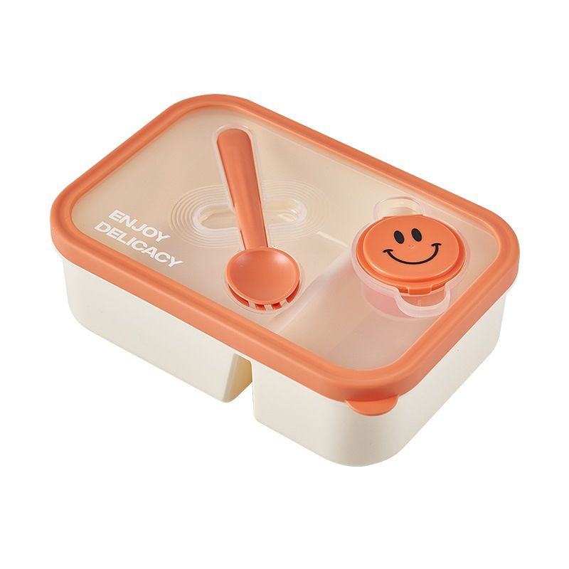 Colorful food grade silicone bento box for kids, leak-proof, BPA-free, oven and dishwasher safe in yellow, green, and orange.