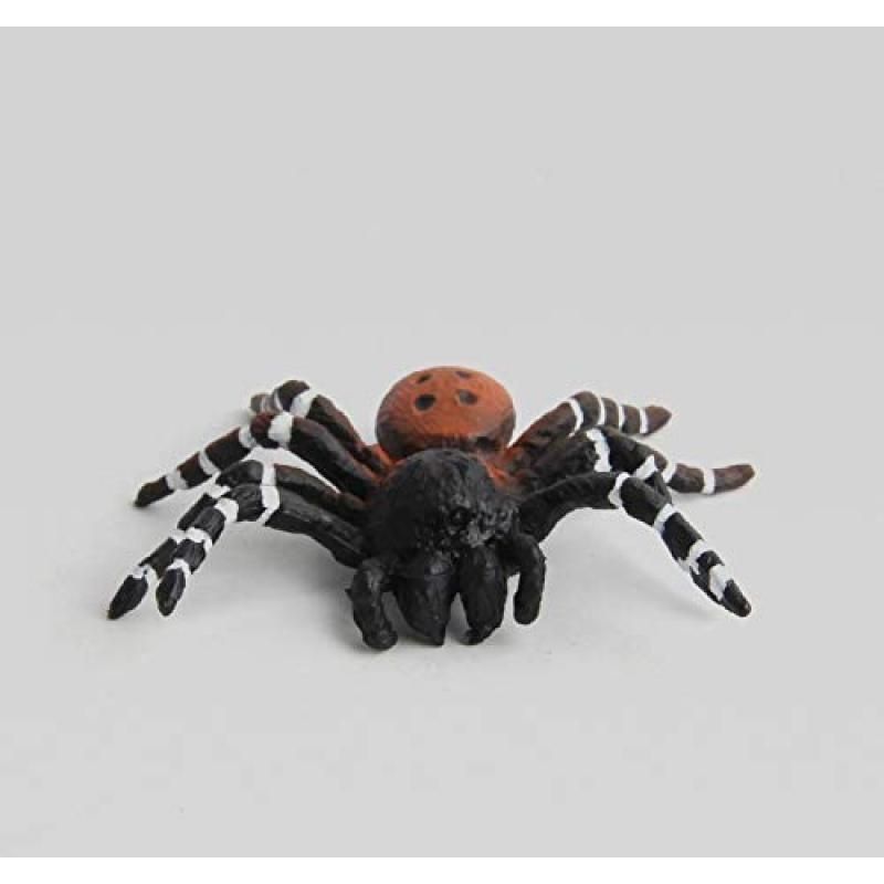 Set of four realistic plastic spider figurines for educational and collection purposes, suitable for kids' outdoor play.