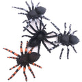 Realistic stretch and squeeze rubber Spider Mom and spiderlings toy set for kids, large soft Halloween-themed outdoor play equipment.