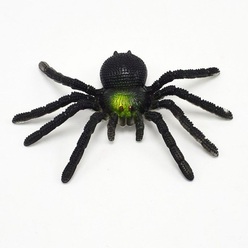 Three large fake spiders from Everything Baby, realistic prank spider props for Halloween decorations and kids' building toy fun.