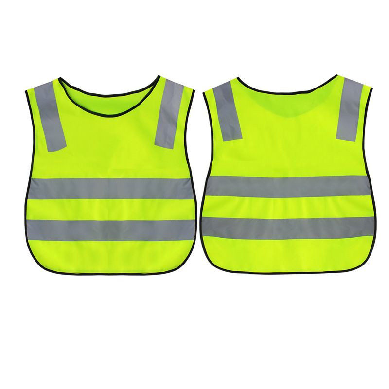 Two yellow kids' reflective safety vests from Everything Baby, designed for cycling, skiing, and running visibility.