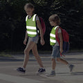 Yellow kids reflective safety vests for cycling, skiing, and running, designed for visibility and child safety.