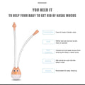 Owl-shaped manual baby nasal aspirator with comfortable oral suction for safe nose cleaning, suitable for infants and toddlers.
