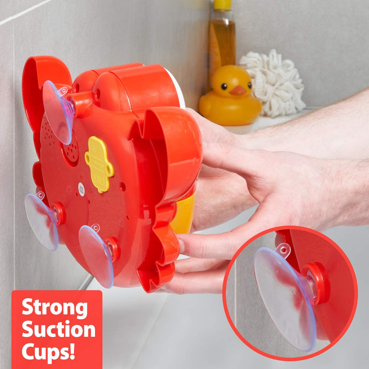 Crab-shaped bubble bath maker toy by Everything Baby, blows bubbles and plays 24 children’s songs for kids’ bath time fun.