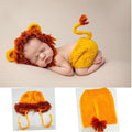 Handmade knitted newborn photography outfit for boys and girls, infant crochet costume set for baby photo shoots.