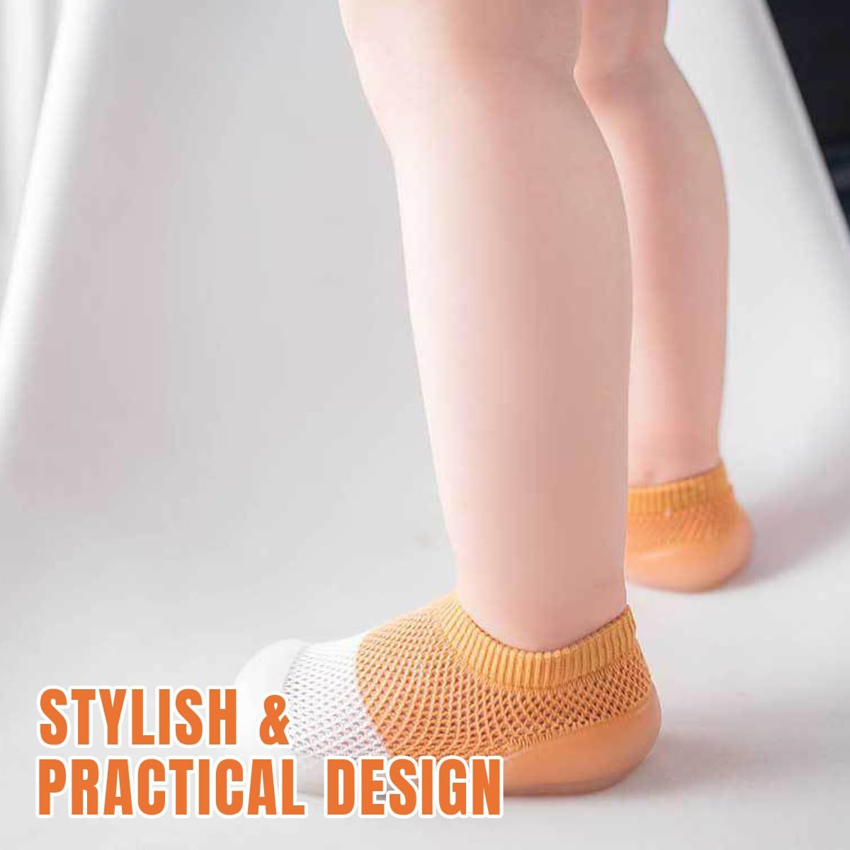 Baby boy and girl lightweight non-slip sock shoes from Everything Baby, suitable for indoor and outdoor first steps.