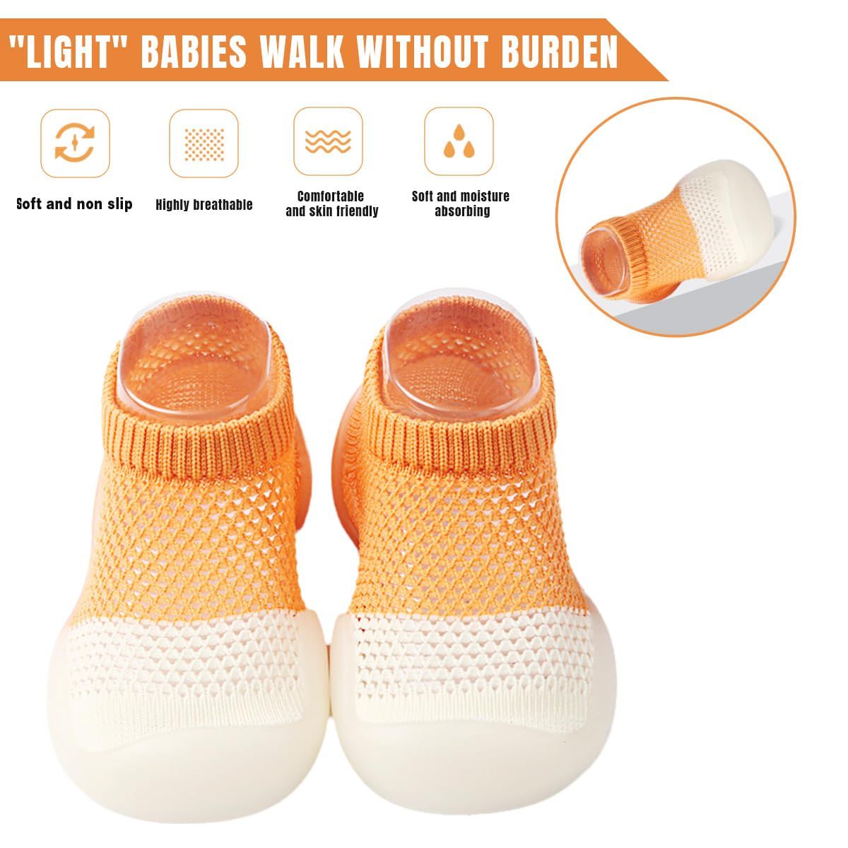 Baby boy and girl sock shoes, lightweight toddler walking shoes from Everything Baby with non-slip soles for indoor and outdoor wear.