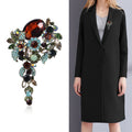 Fashion brooch pin featuring a fish drip oil flower design with crystal glass accents, perfect for women's clothing and accessories