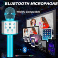 Wireless Bluetooth karaoke microphone for kids and toddlers, colorful musical toy for children to sing and play.