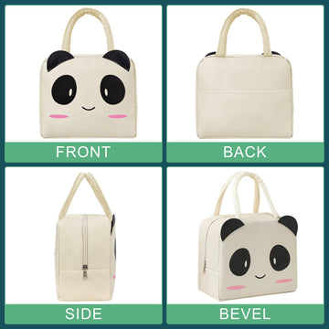 Cute Cartoon Panda Lunch Bags For Kids Reusable Insulated Lunch Box Female White Collar Nurse Student Office Worker Lunch Tote Bag