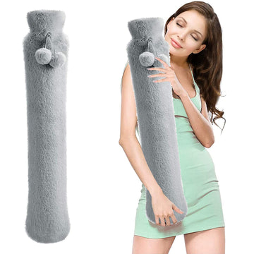 Rubber Hot Water Bottle with Cover Hot Water Bag for Pain Relief Bed Warm Waist Warm Back Hot Water Bottle Soft Cover  (Gray)