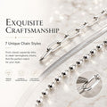 Set of 7 waterproof S925 sterling silver ankle bracelets with layered Cuban chain and herringbone design for women, beach-ready jewelry.