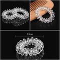 Set of 10 clear spiral hair ties for women and girls, waterproof plastic ponytail holders with no crease, from Everything Baby.