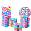 Magnetic building blocks set for kids featuring colorful 3D tiles and castle design, ideal for STEM educational play and creative building.