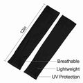 Four pairs of black and white kids' arm sleeves for sun protection, cooling, and compression, made by Everything Baby.