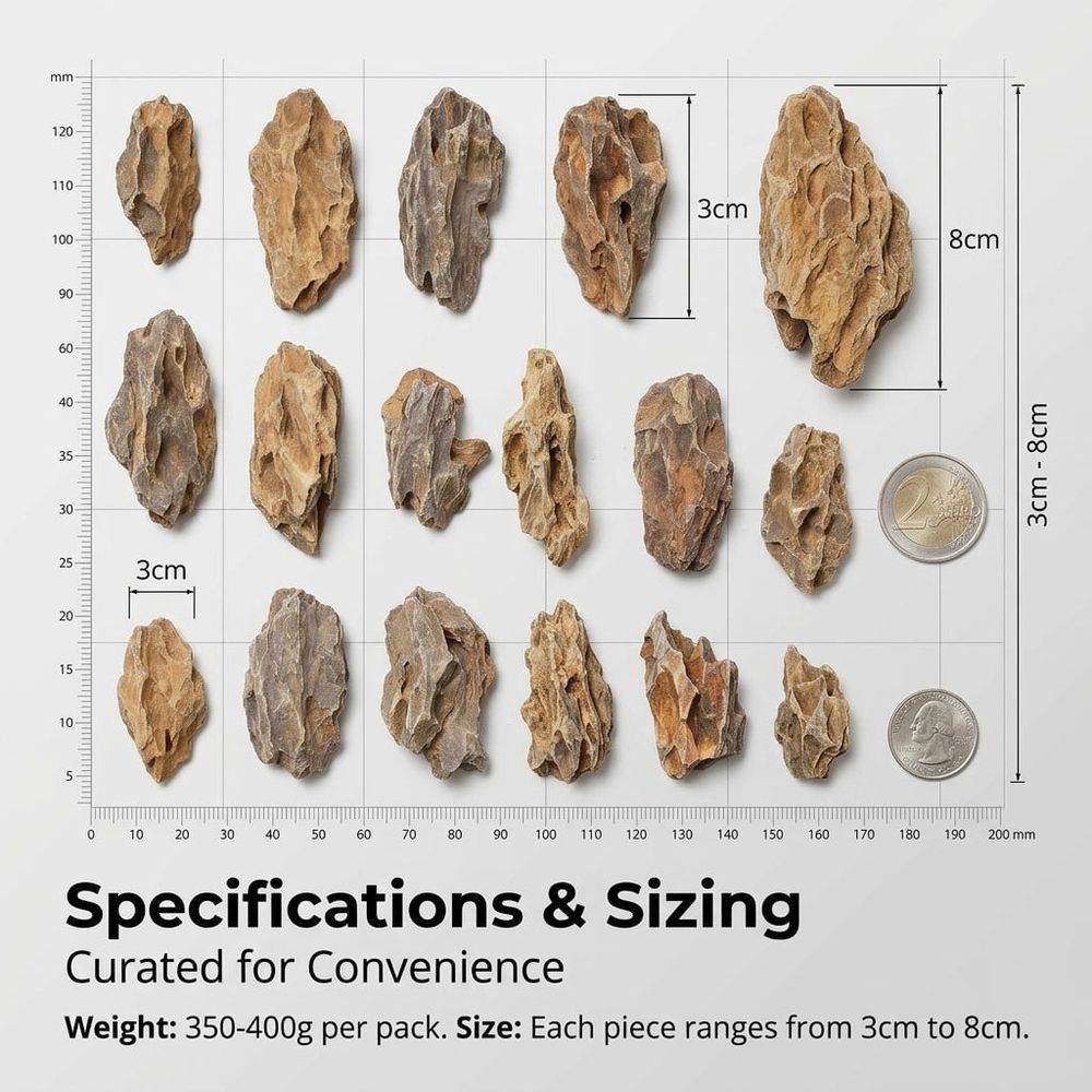 Natural Dragon Stone rocks in 0.8lbs for miniature terrariums, fairy gardens, bonsai, DIY crafts, aquariums, and dioramas.