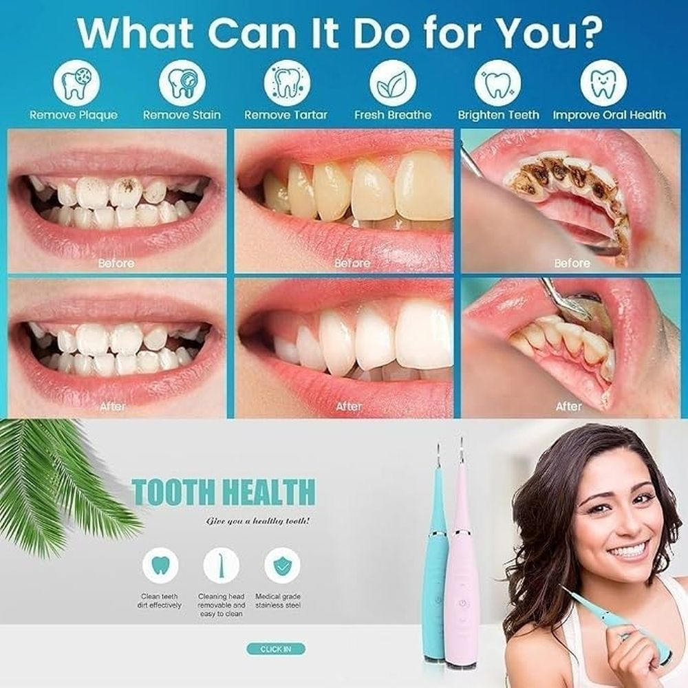 Pink electric teeth cleaner for kids with high-frequency vibration, waterproof design, USB charging, used for plaque and stain removal.
