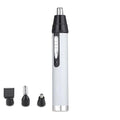 White Everything Baby 3-in-1 waterproof nose, ear, and nose hair trimmer clipper for men and women, battery-operated, easy to clean.