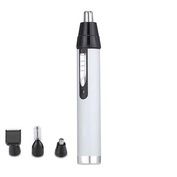 White Everything Baby 3-in-1 waterproof nose, ear, and nose hair trimmer clipper for men and women, battery-operated, easy to clean.