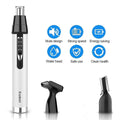Everything Baby waterproof nose hair trimmer for men and women, 3-in-1 rechargeable nose, ear, and facial hair clipper in white.