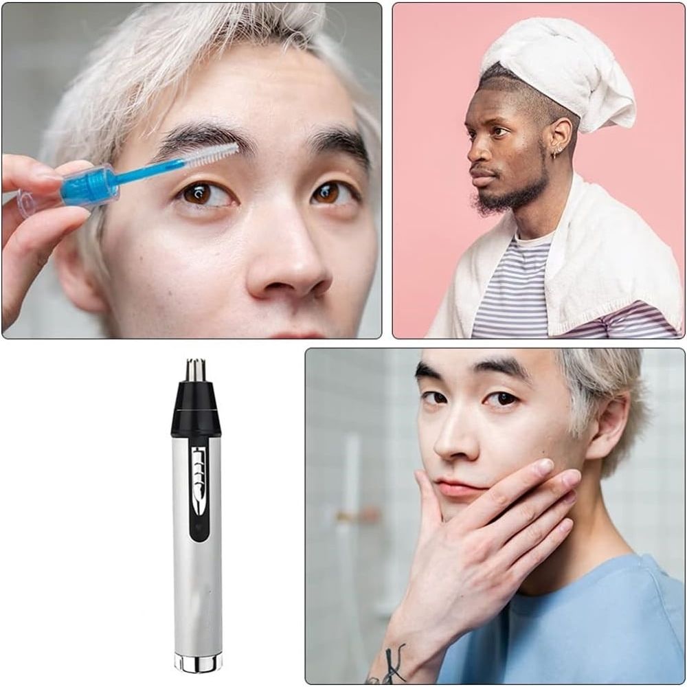 White waterproof Nose Hair Trimmer by Everything Baby, 3-in-1 rechargeable grooming clipper for men and women.