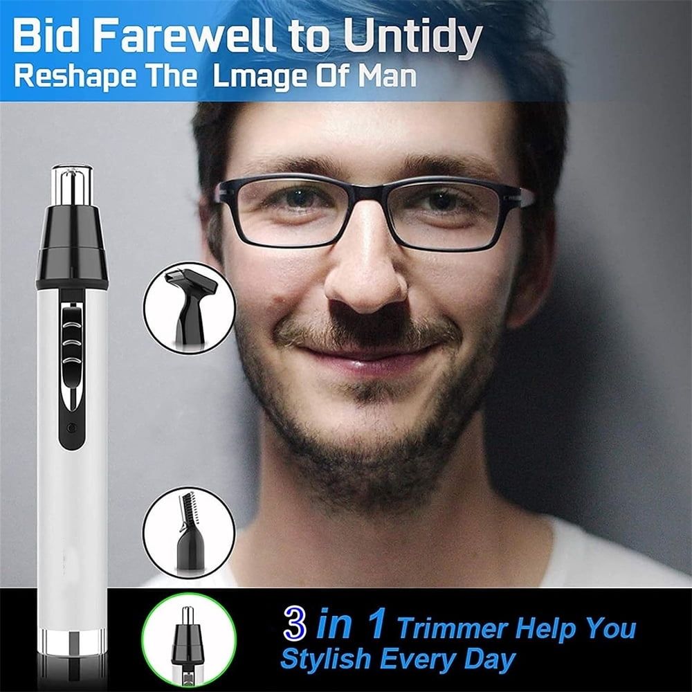 Everything Baby waterproof nose and ear hair trimmer for men and women, 3-in-1 rechargeable grooming clipper in white.