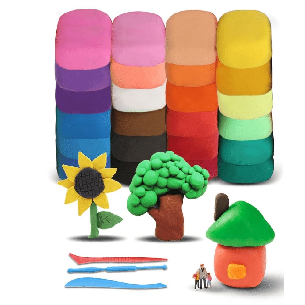 Colorful Air Dry Clay Magic Clay set with tools for kids, soft, ultra light modeling clay for children ages 3 and up.