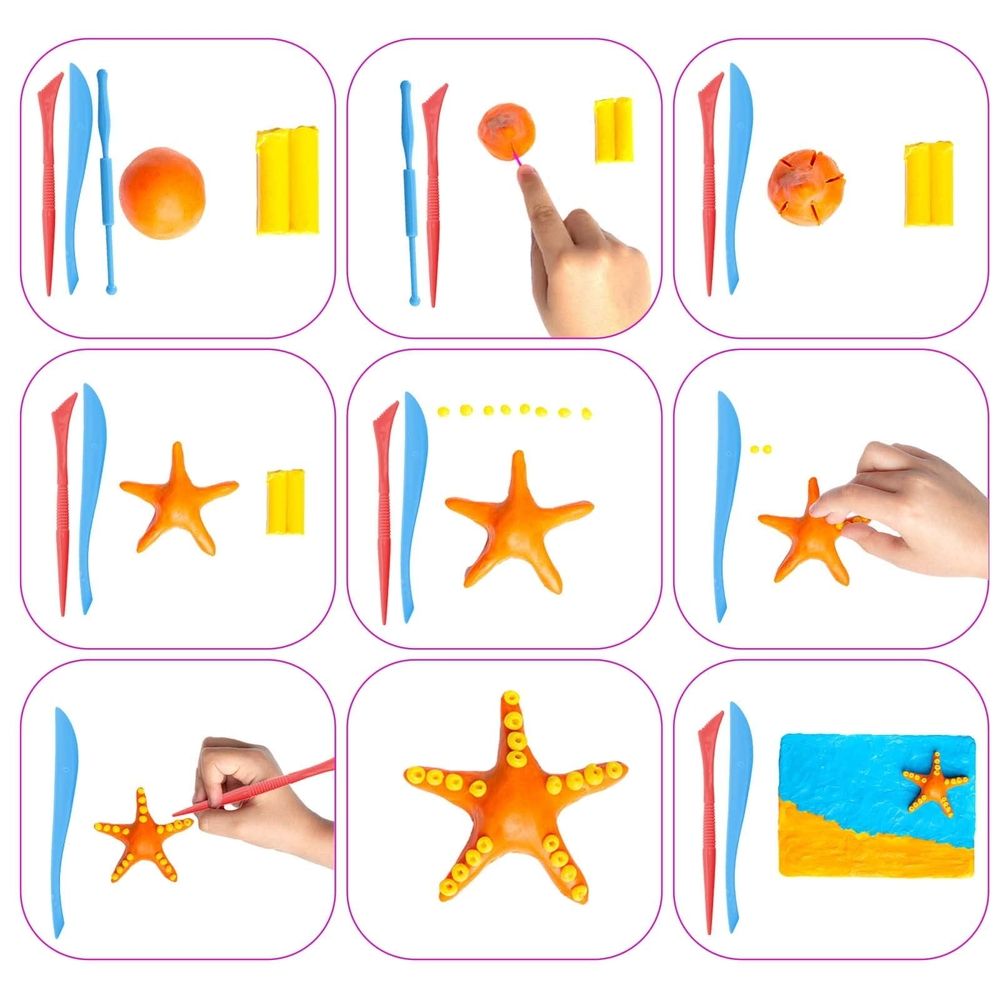 Colorful air dry clay set with 24 colors and tools, soft and lightweight modeling clay for kids' outdoor play and crafting activities.