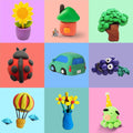 Colorful air dry modeling clay in 24 bright shades with tools, soft and lightweight, suitable for kids' outdoor play and creative toys.