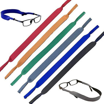 Neoprene elastic cord retainer strap for sports glasses, eyewear holder, fits men, women, kids, with anti-slip design.