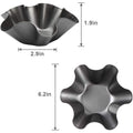 Black petal shape carbon steel baking bowl for tortilla and salad, non-stick taco shell pan, perfect for pretend play and kid's toy set