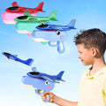 Two airplane launchers toy set for kids, flying toy planes for boys and girls, outdoor pretend play toy for ages 4 to 12.