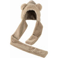 Kids winter 3-in-1 hat, scarf, gloves set with faux fur trim, plush beanie, neck warmer, and mittens for cold outdoor play.