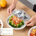 Reusable aluminum foil heat lid with adjustable elastic edges, designed for food storage and insulation, ideal for baby and kid's pretend play.