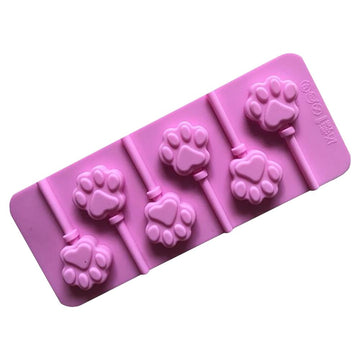 6-Cavity Paw Lollipop Molds, Silicone Paw Mold, Chocolate Hard Candy Jelly Fondant Mold, Cat Dog Pet Print Ice Cream Making Cupcake Topper Decoration