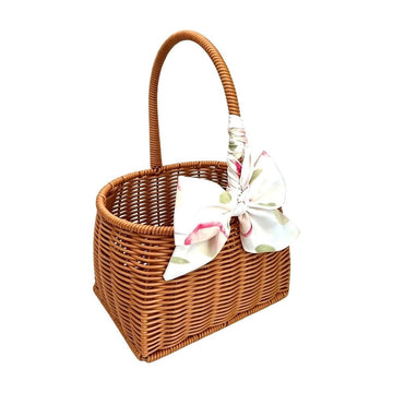 Wicker Picnic Basket with Handle, Empty Gift Basket to Fill, Open Top Market Harvest Baskets for Garden, Fruit, Candy, Wine, Wedding, Vegetables