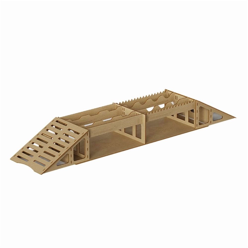 Wooden off-road obstacle course for 1/16, 1/18, 1/24 RC crawler cars, suitable for kids and adults, assembly toy by Everything Baby.
