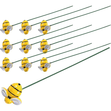 10pcs Adorable Bee Plant Stakes for Garden Outdoor Decoration, Iron and Plastic Build, Yellow Bee Shape, Eye-catching Lawn Accent