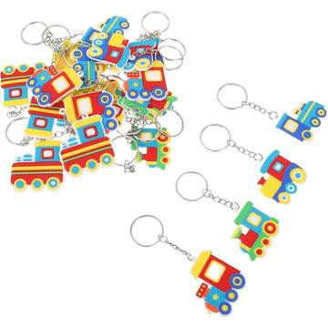 24 cartoon car keychains PVC cute engineering car party gifts, lightweight and sturdy keychains suitable for car keys and backpack travel, easy to clean
