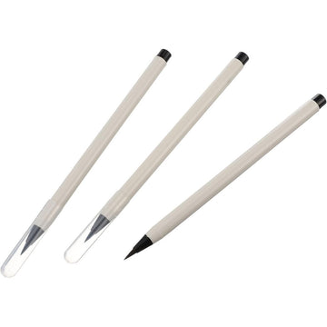 3pcs Refillable Writing Brush - White Plastic, Watercolor & Calligraphy, Beginner Tool