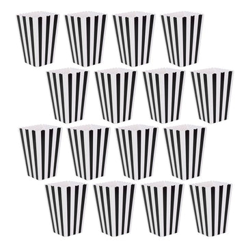 32-Piece Popcorn Baskets Party Paper Bowls Black Striped Pattern Disposable Snack Holders
