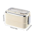 Stainless steel double layer bento box by Everything Baby with multiple compartments, microwave safe, ideal for kids' lunch at school or outdoors.